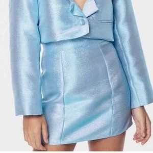 For Love & Lemons Blue Sparkle Juliette Metallic Mini Skirt